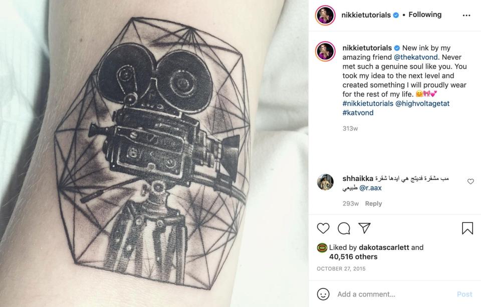 NikkieTutorials' tattoo from Kat Von D