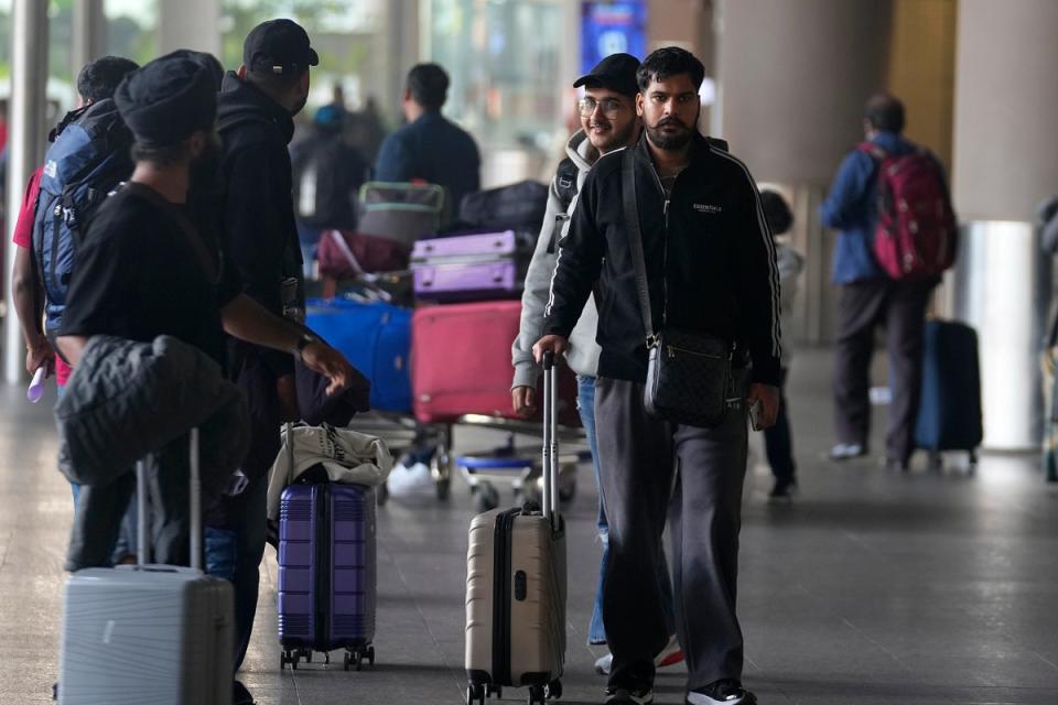 Indian passengers who travelled in an unmarked Legend Airlines A340 from Vatry Airport in France (AP)