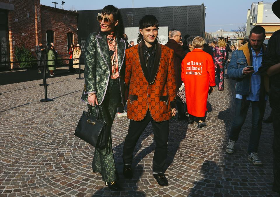 Zumi Rosow and Cole Alexander, both in Gucci