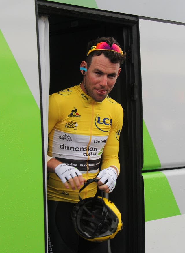 Mark Cavendish wears the yellow jersey prior to stage of two of the 2016 Tour de France 