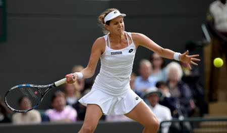 Britain Tennis - Wimbledon - All England Lawn Tennis & Croquet Club, Wimbledon, England - 30/6/16 Slovakia's Jana Cepelova in action against Spain's Garbine Muguruza REUTERS/Tony O'Brien