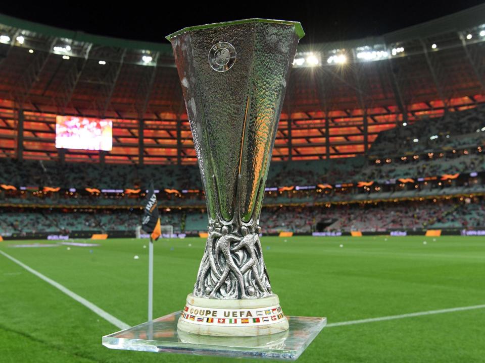 The prize they are all fighting for: the Europa League trophy: AFP/Getty Images