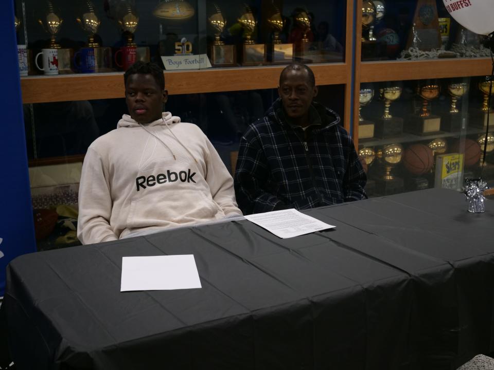 Parrion Ware (left) signed his National Letter of Intent to play football for West Texas A&M University as part of National Signing Day on Wednesday, February 1, 2023 at Palo Duro High School.