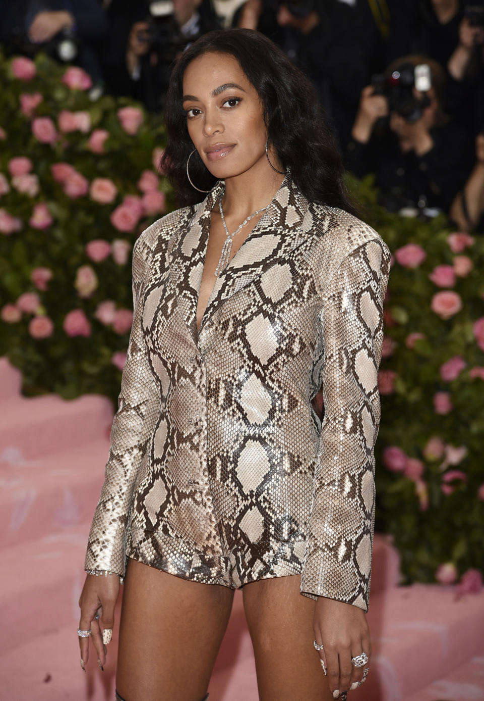 FILE - This May 6, 2019 file photo shows Solange Knowles at The Metropolitan Museum of Art's Costume Institute benefit gala in New York. Knowles will be the first recipient of the Lena Horne Prize, to be awarded in a ceremony at New York’s Town Hall on Feb. 28. (Photo by Evan Agostini/Invision/AP, File)