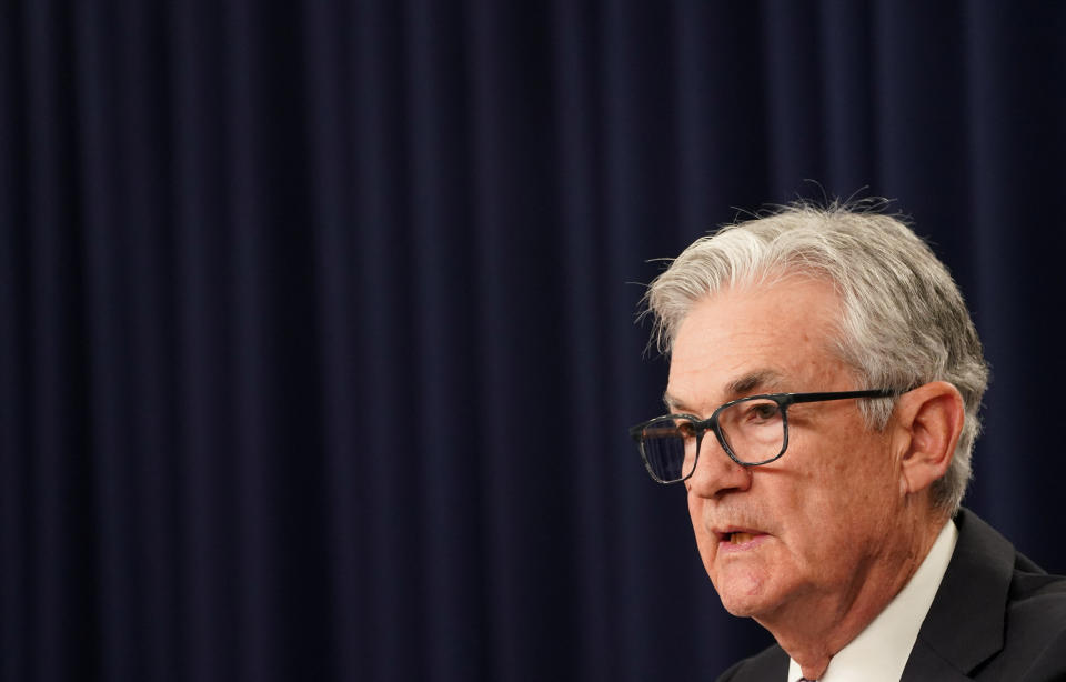 FTSE 100 Federal Reserve Chairman Jerome Powell holds a news conference after the release of U.S. Fed policy decision on interest rates, in Washington, U.S,  May 3, 2023.  REUTERS/Kevin Lamarque