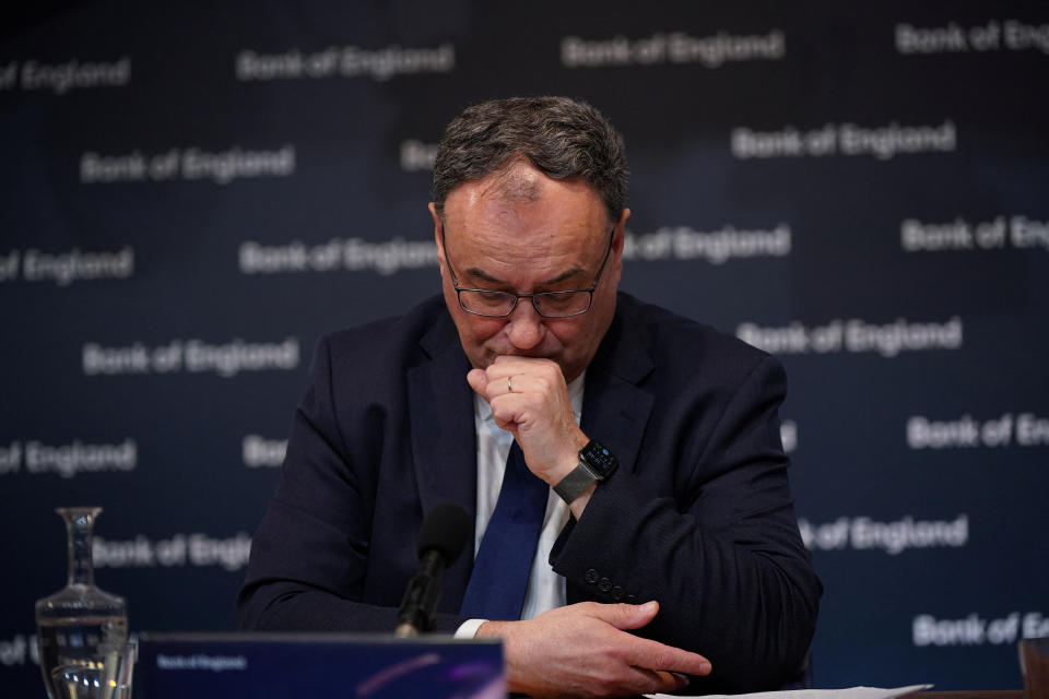 Andrew Bailey, Governor of the Bank of England, attends the Bank of England Monetary Policy Report Press Conference, at the Bank of England, London, Britain, February 2, 2023. Yui Mok/Pool via REUTERS