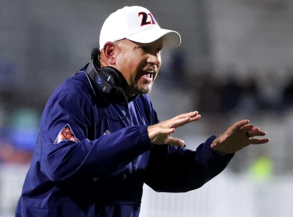 UTSA head coach Jeff Traylor on the sidelines during the game against MTSU on Friday, Sept. 30, 2022, in Floyd Stadium at MTSU.