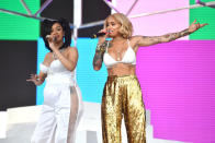 <p>Cardi B, along with Kehlani onstage April 15, is no longer hiding that baby bump. She didn’t let her pregnancy slow her down, either — she even <a rel="nofollow noopener" href="http://www.eonline.com/news/927607/pregnant-cardi-b-brings-her-twerking-skills-to-the-coachella-music-festival" target="_blank" data-ylk="slk:twerked;elm:context_link;itc:0;sec:content-canvas" class="link ">twerked</a>. (Photo: Scott Dudelson/Getty Images for Coachella) </p>