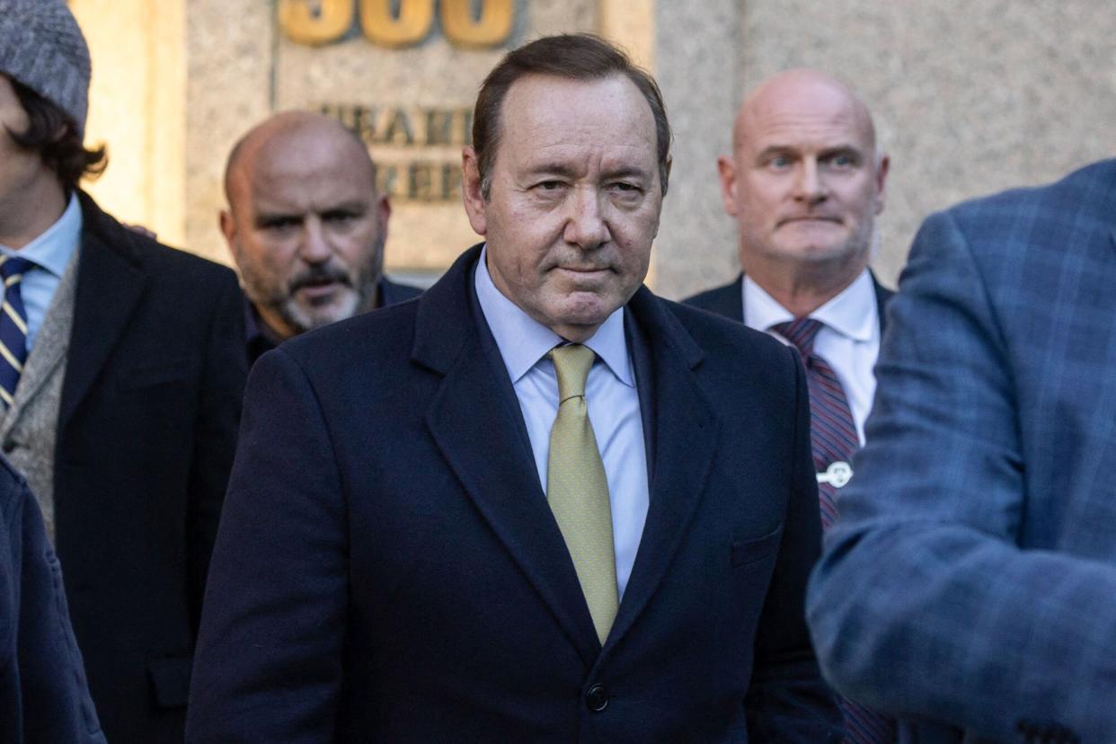 Kevin Spacey leaves United Sates District Court for the Southern District of New York on October 20, 2022 in New York City. - A New York court on October 20, 2022