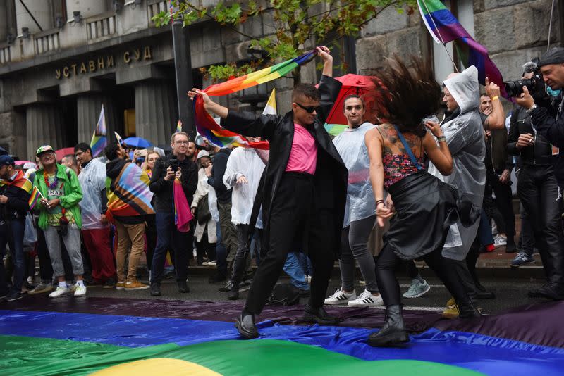 People attend the European LGBTQ pride march in Belgrade