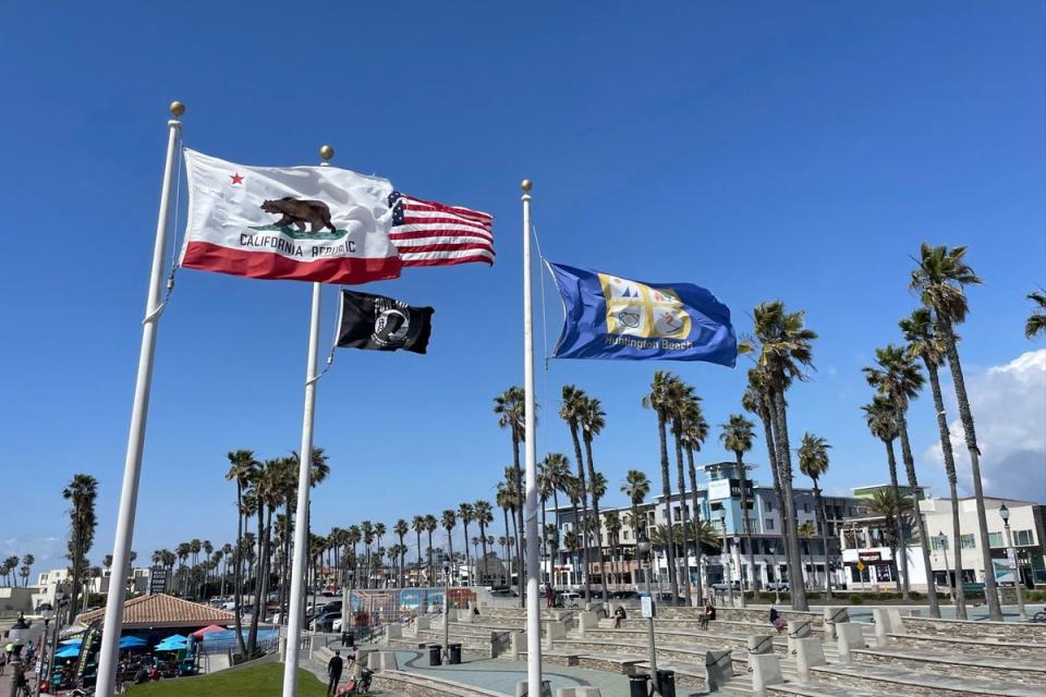 Huntington Beach has been described as a ‘Maga stronghold’ in California (Mike Bedigan/ The Independent)