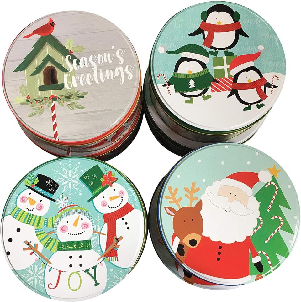 Round Christmas Cookie Nesting Tins