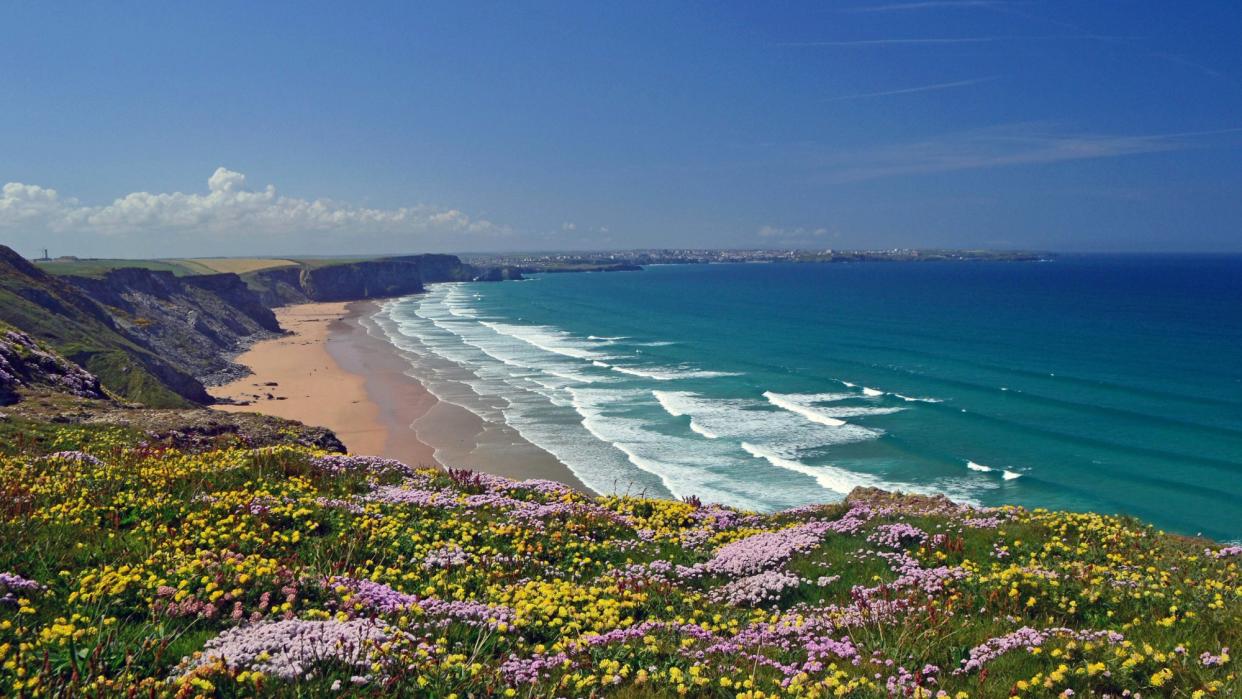  Watergate Bay beach, near Newquay in Cornwall. 