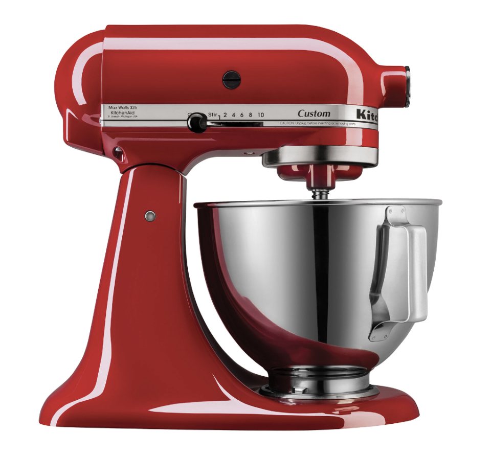 KitchenAid Custom Stand Mixer in red with silver bowl (photo via Best Buy)