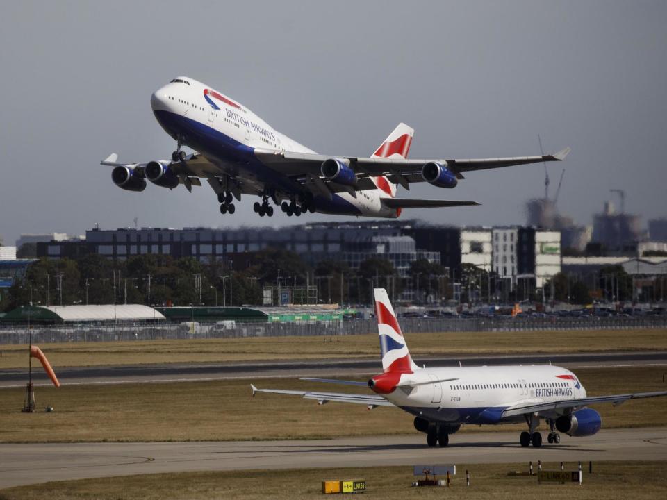 A British Airways airplane takes off from the runway at Heathrow Airport: Tolga Akmen/AFP via Getty Images