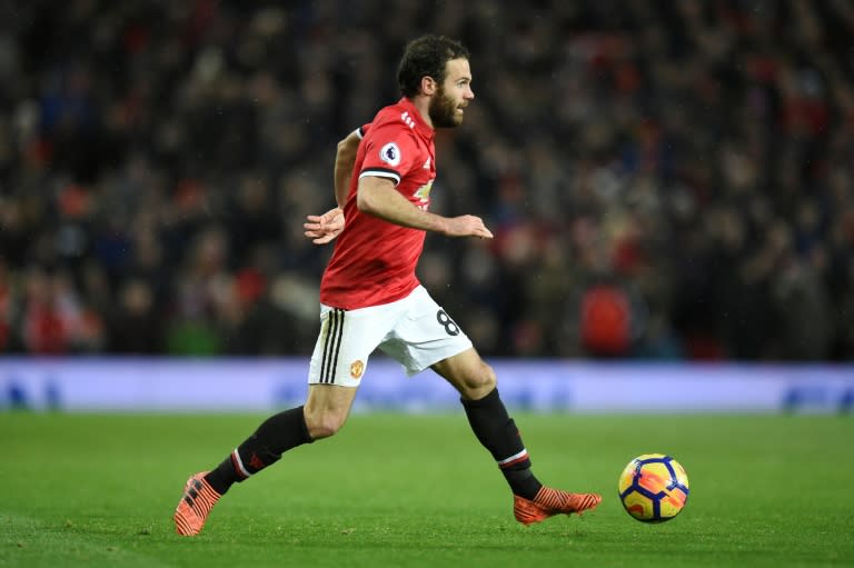 Manchester United's Juan Mata, seen in action during their English Premier League match against Brighton & Hove Albion, at Old Trafford in Manchester, on November 25, 2017