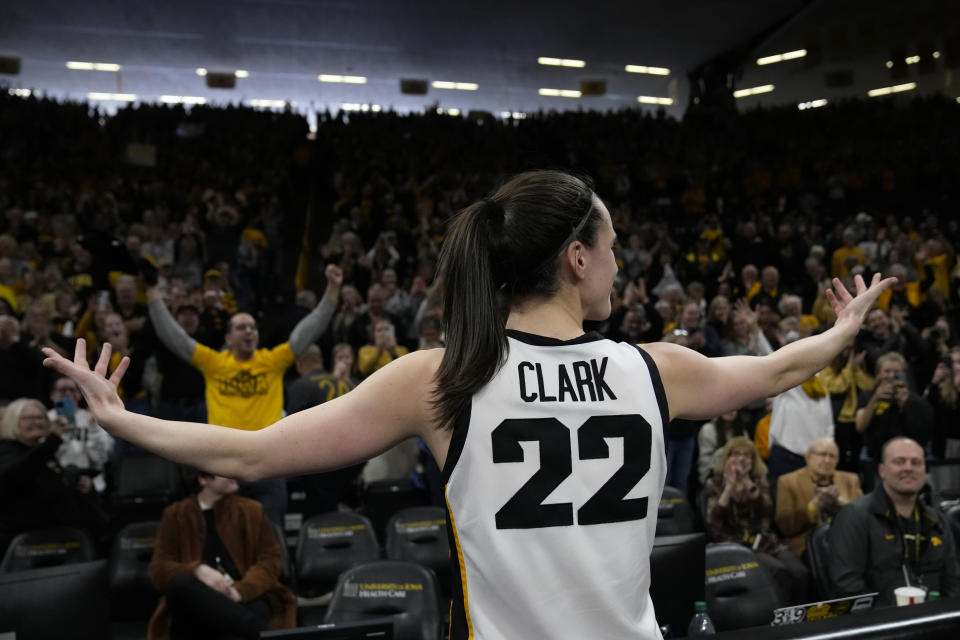 Iowa guard Kaitlin Clark is one of the top players to watch in the NCAA tournament.  (AP Photo/Charlie Niebergel)