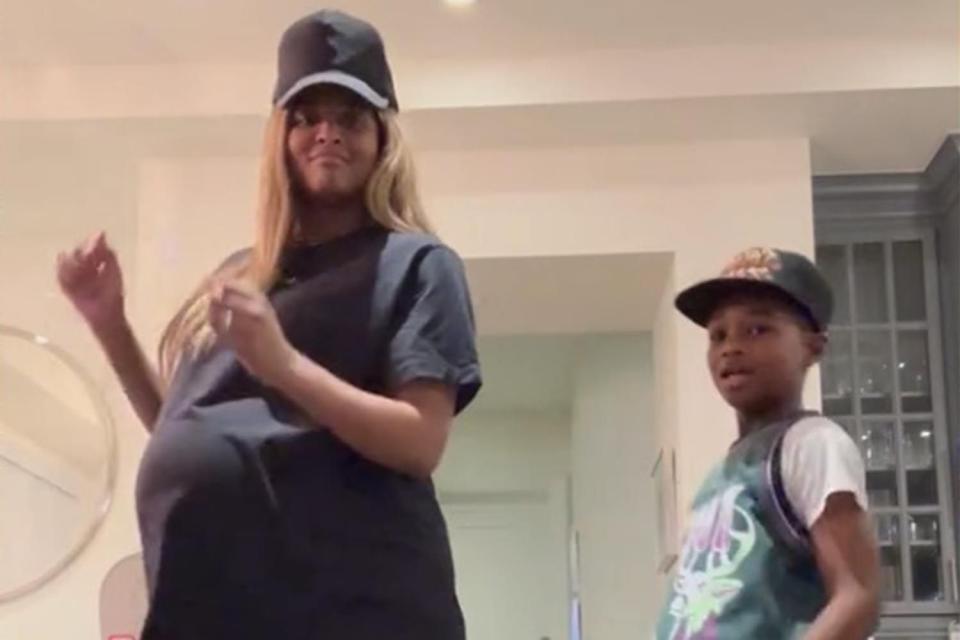 <p>Ciara/Tiktok</p> Pregnant Ciara dances with son Future on Thanksgiving 