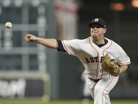 Sep 19, 2018; Houston, TX, USA; Houston Astros relief pitcher Brad Peacock (41) delivers a pitch during the fifth inning against the Seattle Mariners at Minute Maid Park. Mandatory Credit: Troy Taormina-USA TODAY Sports