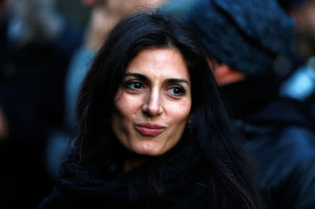 Rome's mayor Virginia Raggi is seen after police confiscated a villa built illegally by an alleged Mafia family in Rome, Italy, November 20, 2018. REUTERS/Yara Nardi