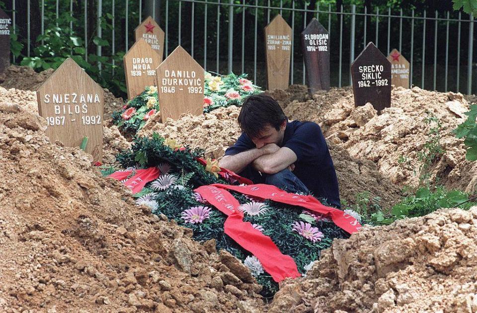 Sarajevo Hero's Partisan cemetery, seen here in 1992, was used by all religions because it was the city’s safest (AFP/Getty)