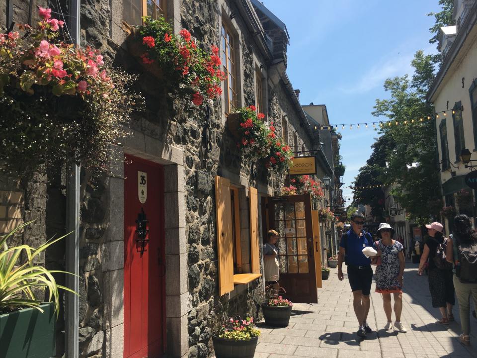 A street in Old Quebec City in July 2022. Buildings in this district are historic and European-esque.