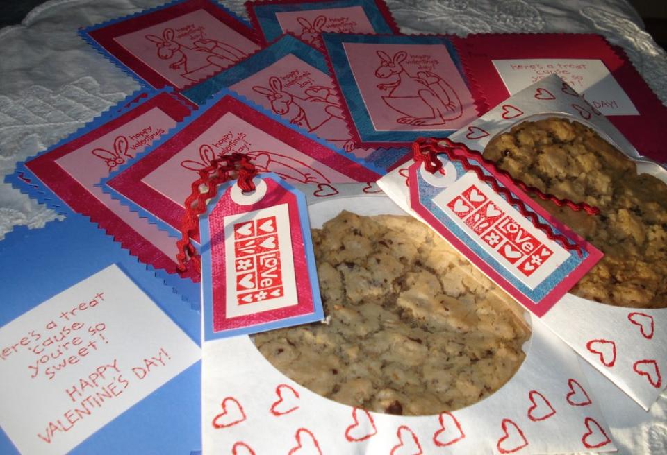 Valentine's cookies in homemade packaging