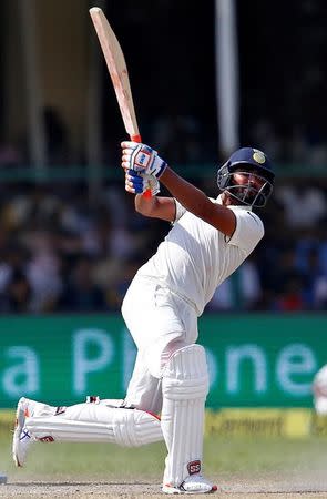 Cricket - India v New Zealand - First Test cricket match - Green Park Stadium, Kanpur - 25/09/2016. India's Ravindra Jadeja plays a shot. REUTERS/Danish Siddiqui