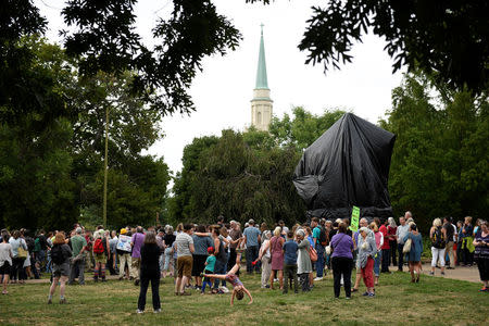 Participants of "Charlottesville to D.C: The March to Confront White Supremacy" gather for a ten-day trek to the nation's capital from Charlottesville, Virginia, U.S. August 28, 2017. REUTERS/Sait Serkan Gurbuz