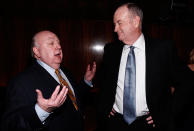 <p>Roger Ailes, left, and Bill O’Reilly at the Hollywood Reporter 35 Most Powerful People in Media event on April 11, 2012, in New York. (Photo: Brian Ach/AP for The Hollywood Reporter) </p>