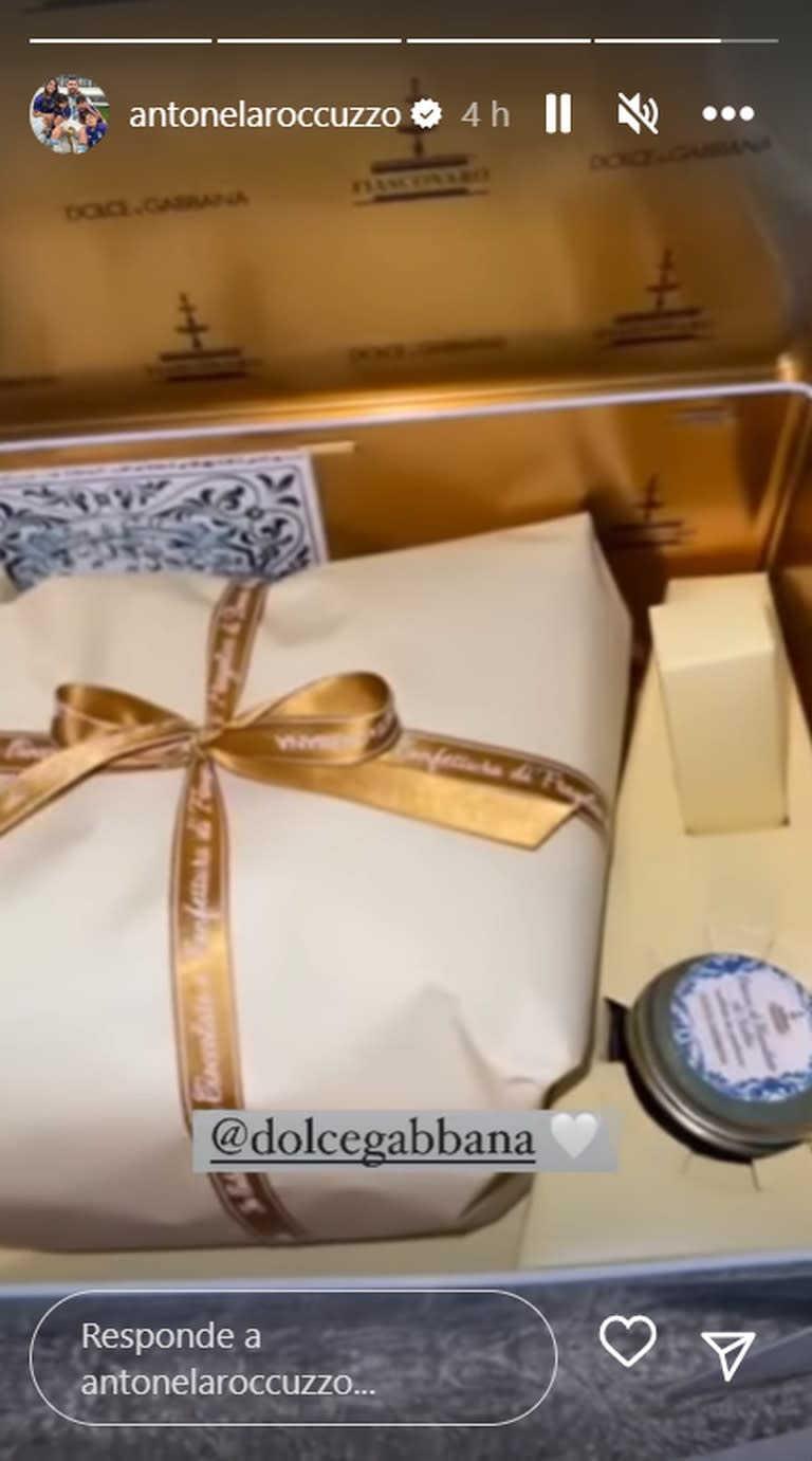 Anto Roccuzzo mostró el interior de las cajas que Dolce & Gabbana le envió por Pascua