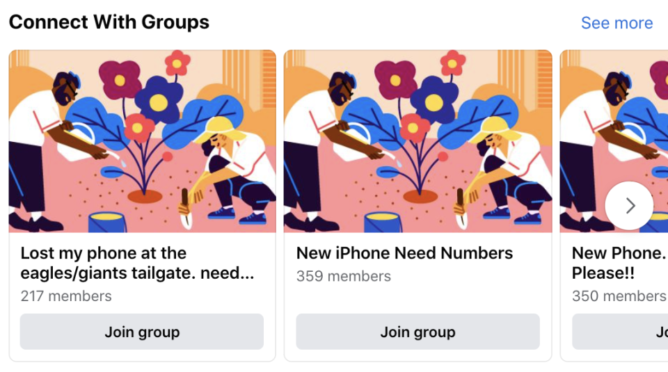 groups titled things like "new phone need numbers"