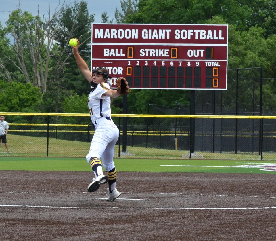 Hartland pitcher Olivia Forrest shut down two seventh-inning rallies in the regional softball tournament Saturday, June, 8, 2024 at Kalamazoo Central.