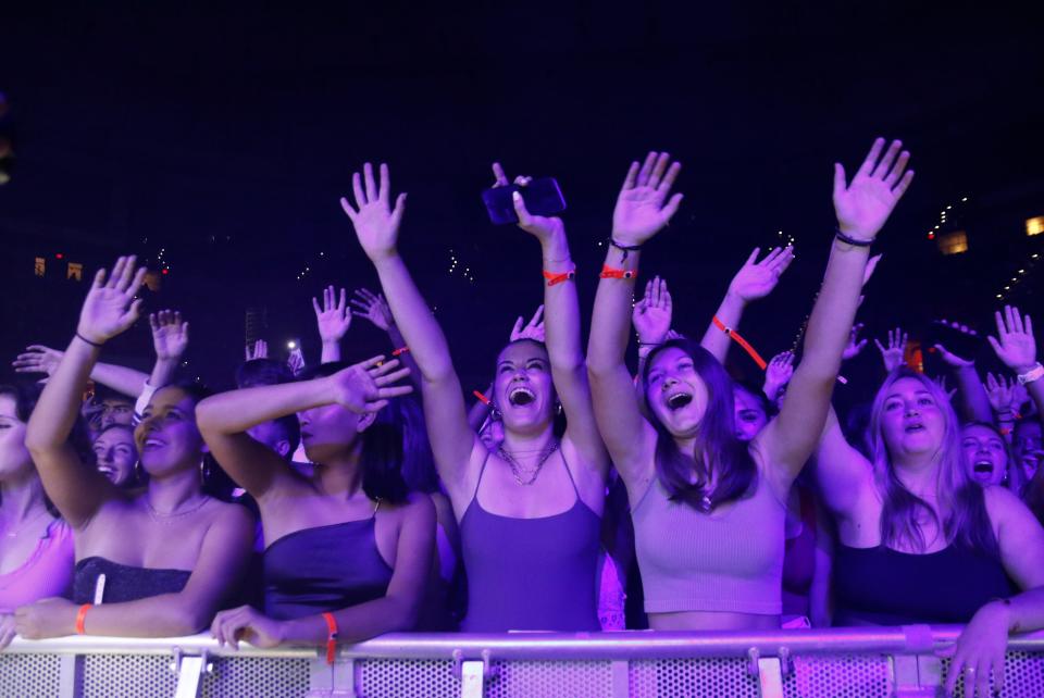 Fans cheer at the University of Florida's Gator Growl at Stephen C. O'Connell Center in Gainesville, FL on Thursday, October 5, 2023.