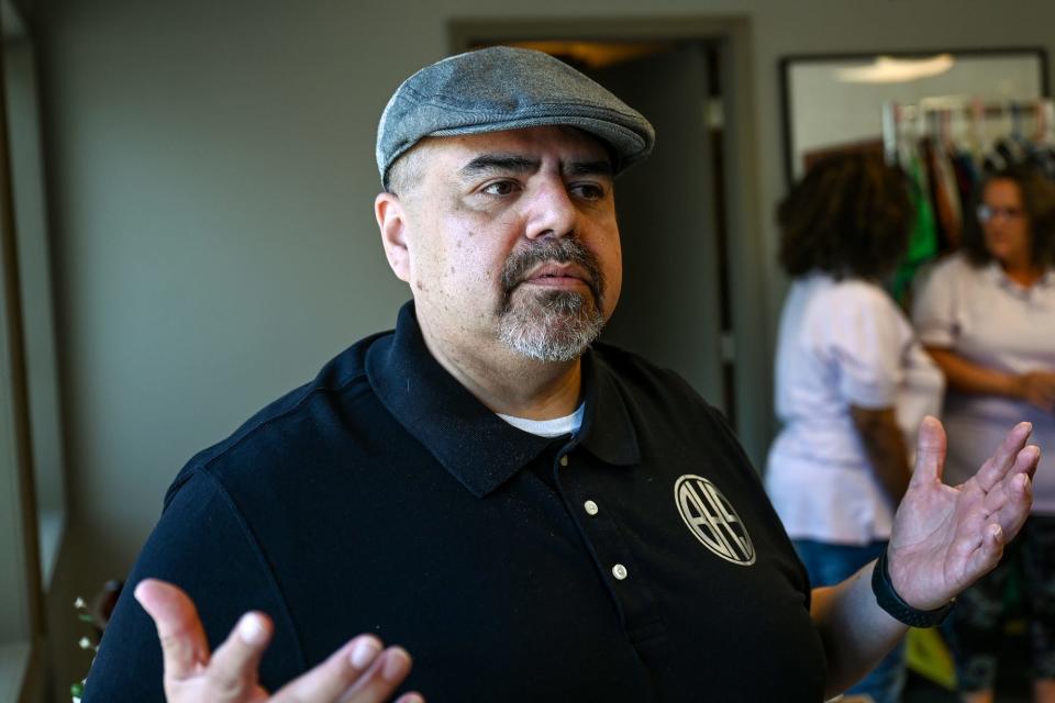 Bishop Victor Trevino Sr. talks about the mission of The Bread House South on Friday, Aug. 12, 2022, at the church in Lansing.