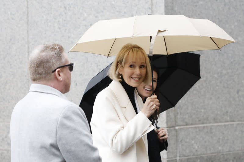 Journalist E. Jean Carroll (pictured arriving at court Friday morning) was awarded $83.3 million in damages against former President Trump at Manhattan Federal Court on Friday. She previously sought at least $12 million. Photo by John Angelillo/UPI