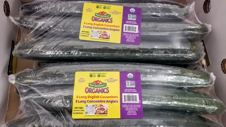 Packaged organic English cucumbers