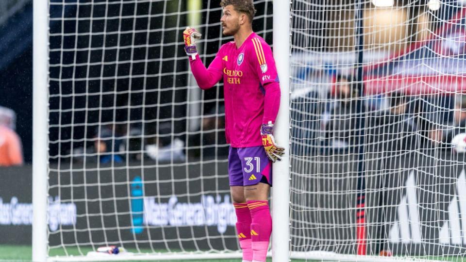 <div>FOXBOROUGH, MA - JUNE 17: Mason Stajduhar #31 of Orlando City SC adjusts the wall during a game between Orlando City SC and <a class="link " href="https://sports.yahoo.com/soccer/teams/new-england/" data-i13n="sec:content-canvas;subsec:anchor_text;elm:context_link" data-ylk="slk:New England Revolution;sec:content-canvas;subsec:anchor_text;elm:context_link;itc:0">New England Revolution</a> at Gillette Stadium on June 17, 2023 in Foxborough, Massachusetts. (Photo by Andrew Katsampes/ISI Photos/Getty Images).</div>