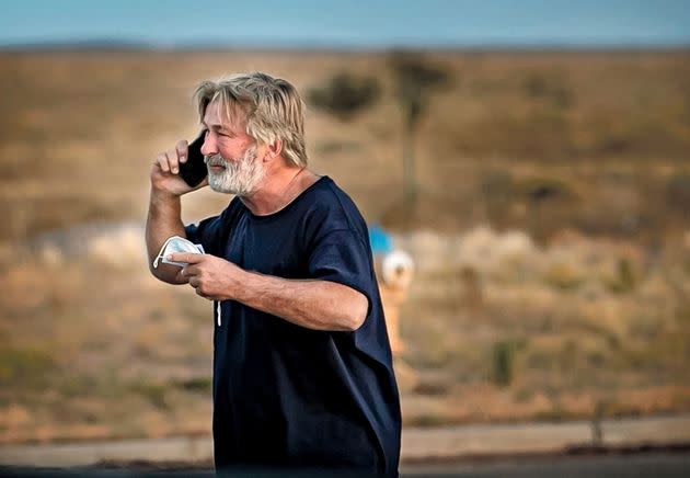 Alec Baldwin is seen outside the Santa Fe County Sheriff's Office on Thursday after he was questioned about the shooting. (Photo: via Associated Press)