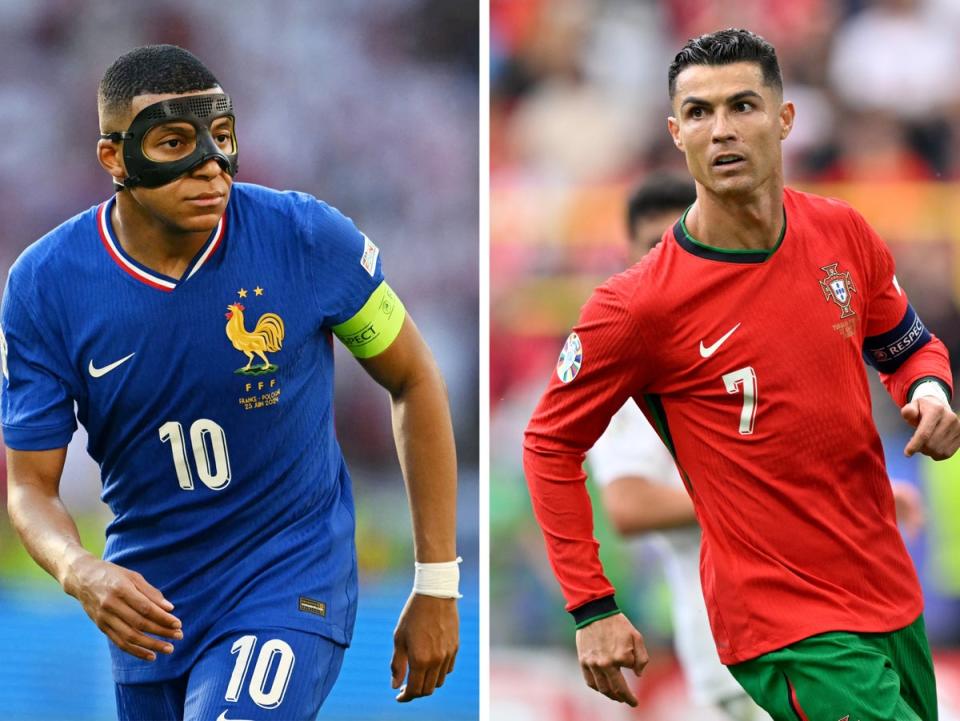Both managers may compromise their tactics for a star player: France because of Kylian Mbappe’s reluctance to press, Portugal because Martinez’s team are in danger of looking like a Cristiano Ronaldo ego project rather than a meritocracy (AFP/Getty)