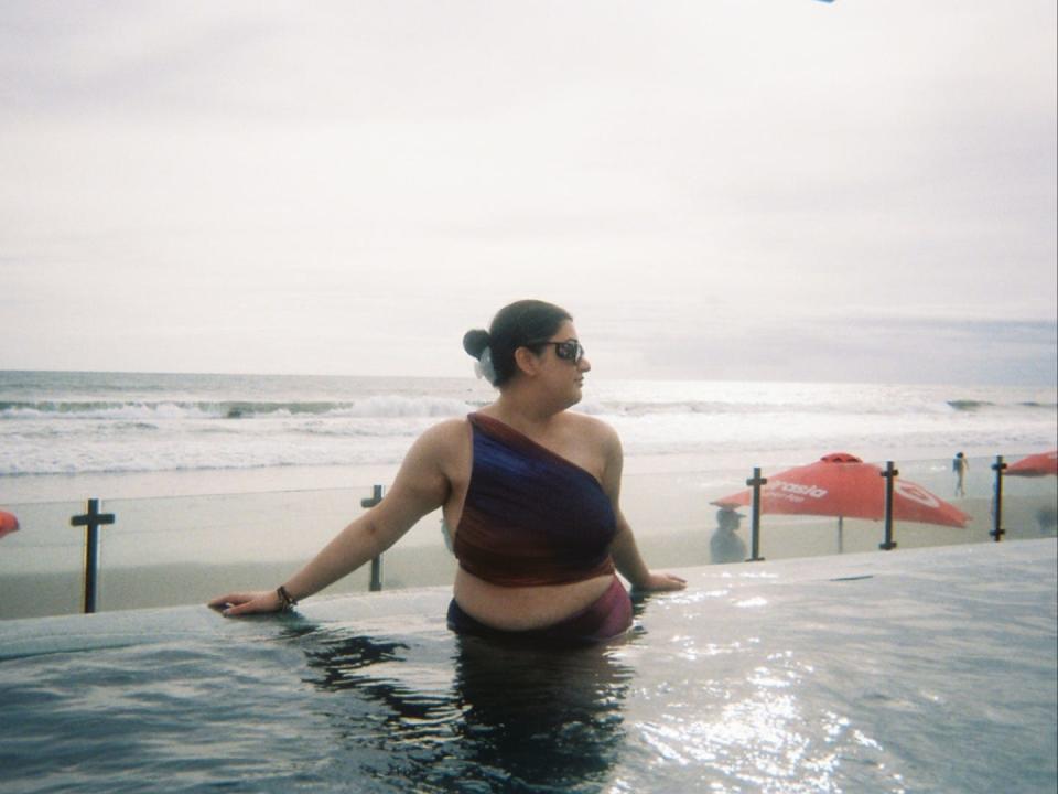 The author at a beach club in Bali.