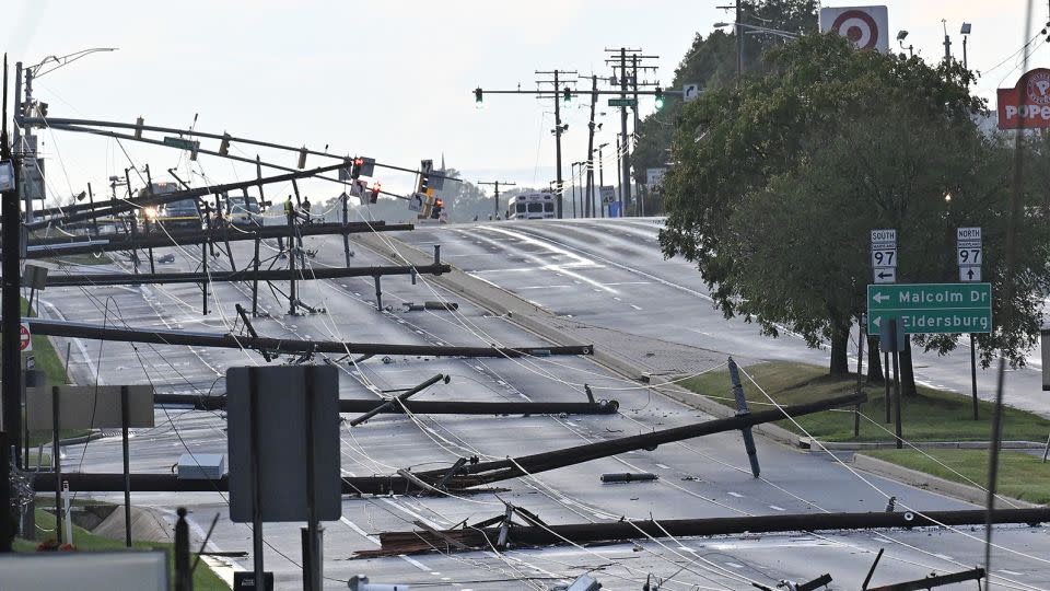 The intense storms toppled power lines in Maryland. - BGE