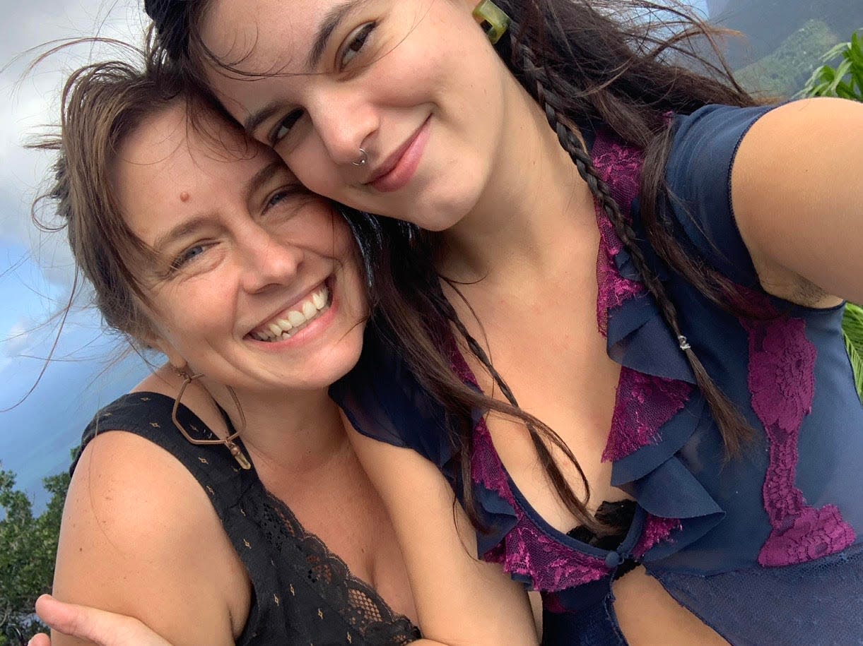 Cathy Brown and her daughter taking a selfie