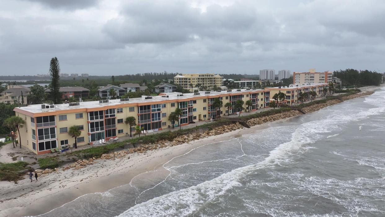 Aerial view of Turtle Beach in Sarasota after Hurricane Idalia brushed by on Aug. 30, 2023.