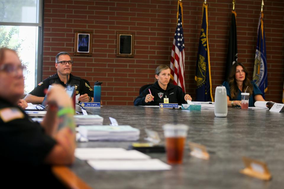 The Oregon Department of Public Safety Standards and Training Board discusses revocation of licenses for public safety officers following reviews of allegations of misconduct on and off the job on July 27 in Salem.