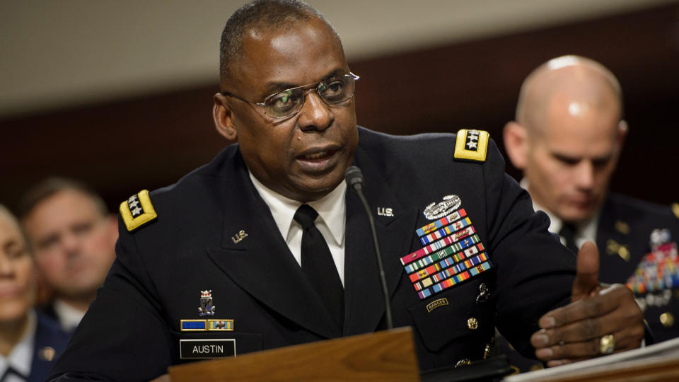 Army General Lloyd Austin III, commander of the US Central Command, speaks during a hearing of the Senate Armed Services Committee March 8, 2016 in Washington, DC. (Brendan Smialowski /AFP via Getty Images)