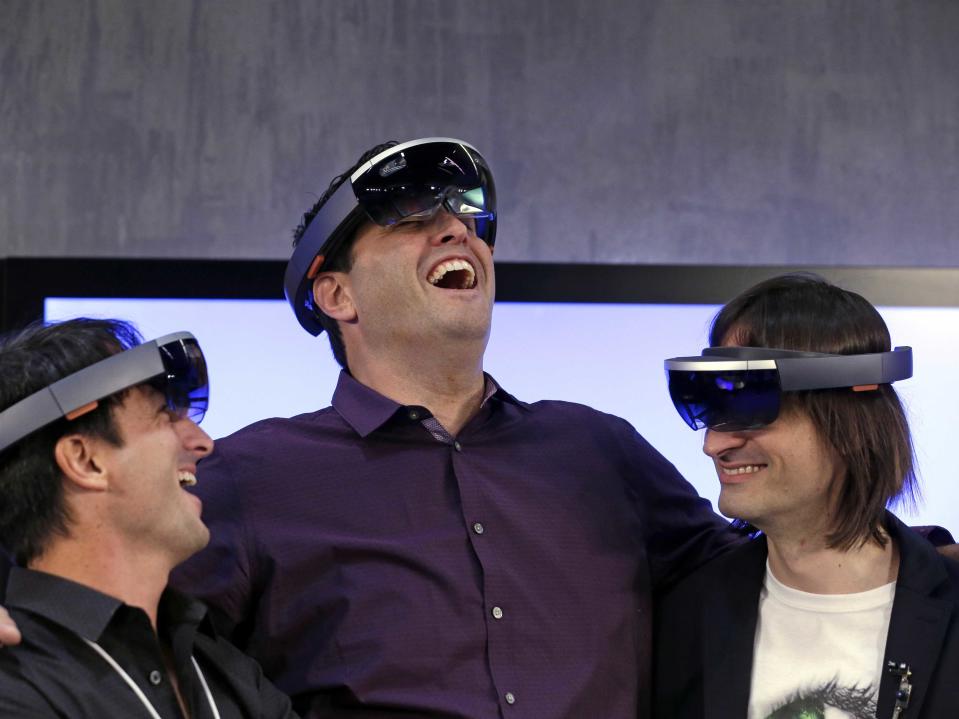 microsoft executives testing the hololens