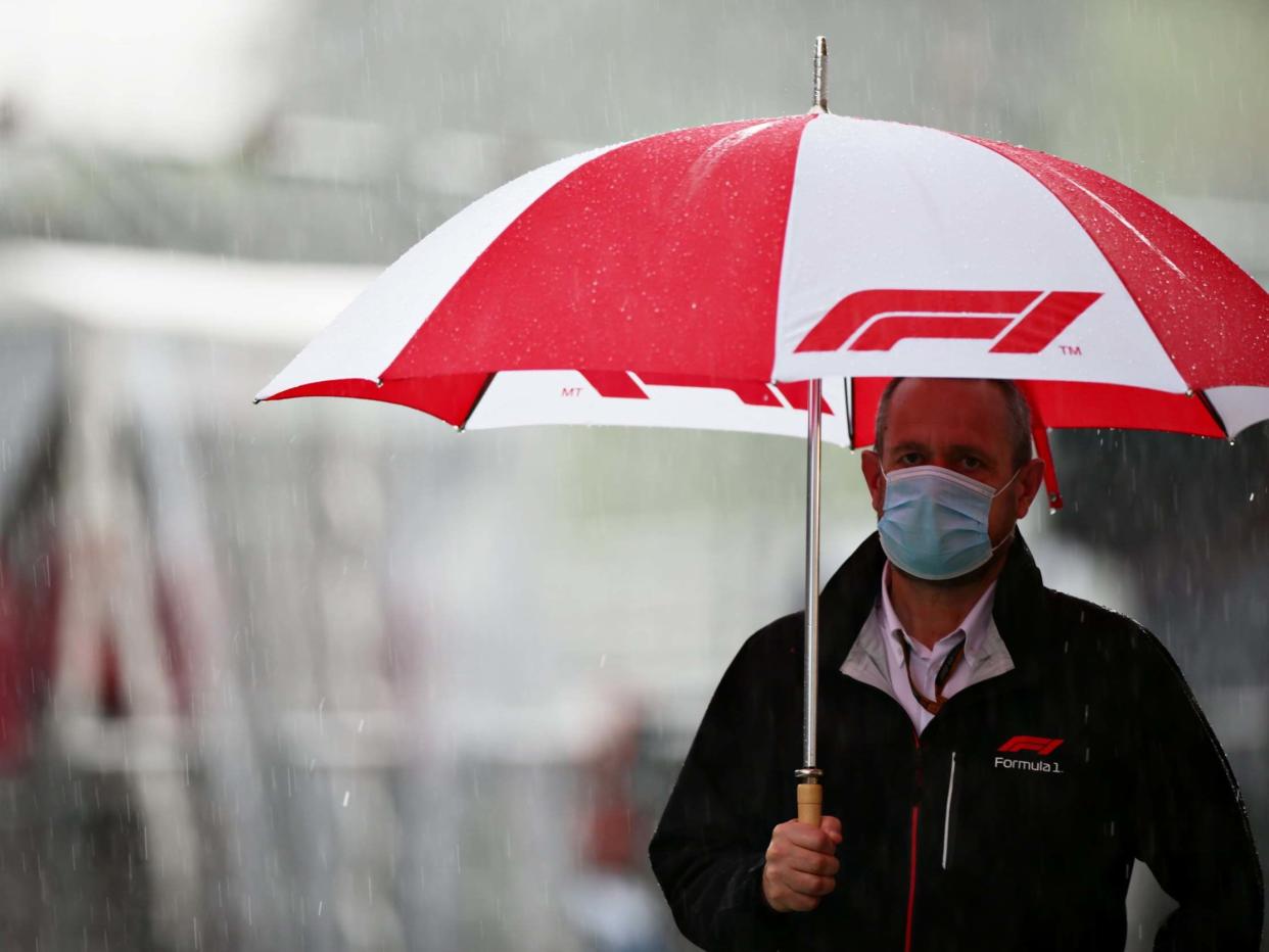 Sporting Director of Formula One, Steve Nielsen walks in the pitlane during the delayed final practice: Getty