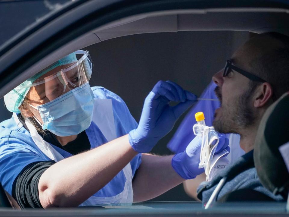 NHS workers are tested for Covid-19 at a drive-through testing site in Wolverhampton (Getty)