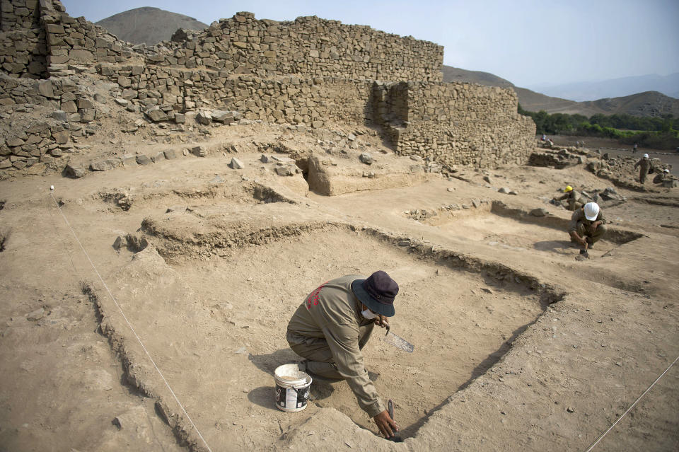 An ancient temple believed to be about 5,000 years old was discovered at the archaeological site of El Paraiso. If the date is confirmed, it would be among the oldest sites in the world. (ERNESTO BENAVIDES/AFP/Getty Images)  <a href="http://www.huffingtonpost.com/2013/02/13/peru-ancient-temple-discovered_n_2674631.html" target="_blank">Read more here.</a>